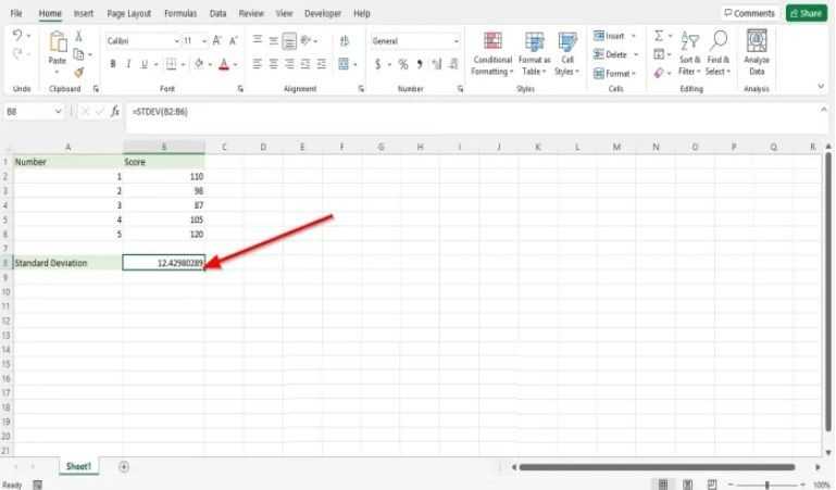 How to use the STDEV (standard deviation) function in Excel